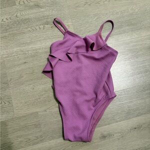 Purple Ruffled Kids One Piece Swimsuit